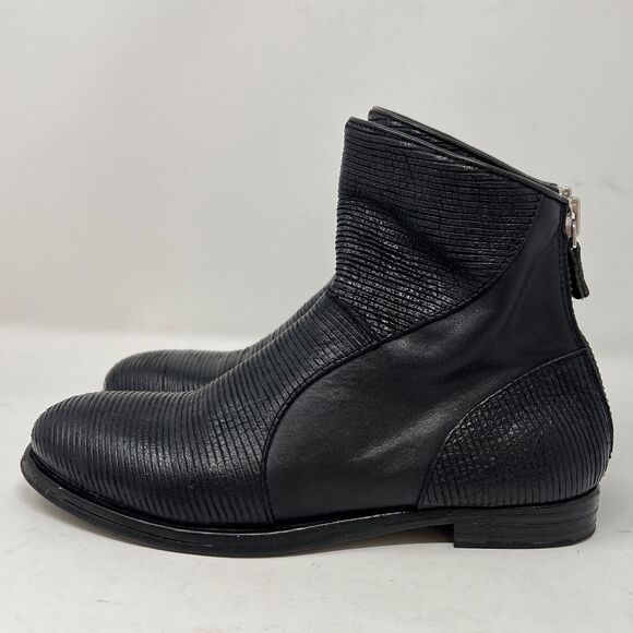 MoMa Mens Black Leather Ankle Boots Zip Chelsea Size US 7.5 Made In Italy 38 - Picture 3 of 8